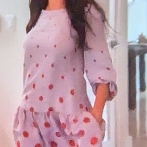 Anthropologie Meadow Rue Polka Dot Dropwaist Mini Dress, 10, Excellent!